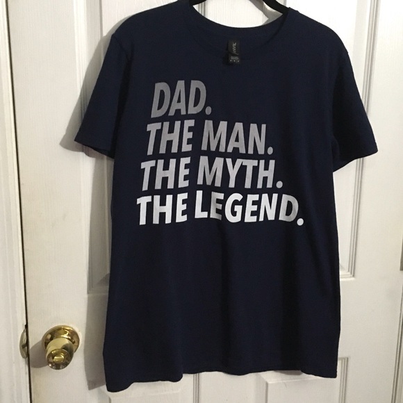 ANVIL DAD-THE MAN-THE MYTH-THE LEGEND-Ombre Screen Print Blue T-Shirt-Medium - Picture 2 of 8